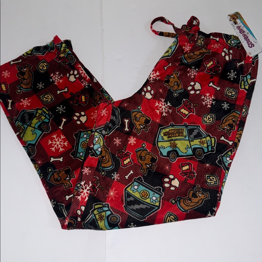 Scooby-Doo Christmas Minky Fleece Sleep Pajama Pants Red Christmas Tree Men M